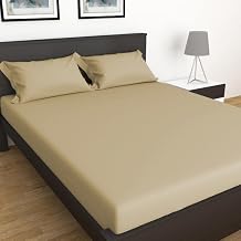 400 TC 1Pc Fitted Sheet - 100% Long Staple Cotton 11-Inch Deep Pocket, King 76" x 80"- Beige Solid