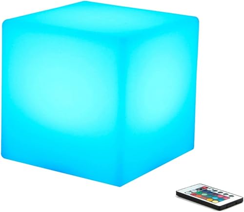 Borelor Luz LED en forma de cubo, lámpara de estado de ánimo recargable de 4 pulgadas con control remoto, luz nocturna brillante que cambia de