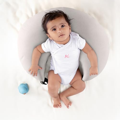 Image of Wakefit Nursing Pillow for Breastfeeding & Baby Care | 5 in 1 Feeding Pillow with Bamboo Waterproof Removable Cover | Super Soft & Machine Washable Waterproof Cover | Grey