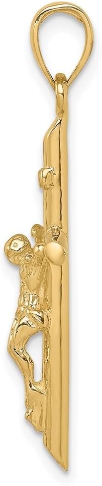 Diamond2Deal 10k Yellow Gold INRI Crucifix Pendant (L- 34 mm W- 14.5 mm)
