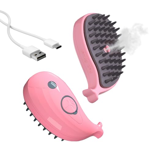 Image of Cat Steam Brush for Shedding Pets 3 in 1 Function, Spritz Defur Comb for Kittens, Steamy Hair Rake for Long-Haired Dogs, Steamer Brush for Massage, Grooming and Removing Loose Hair