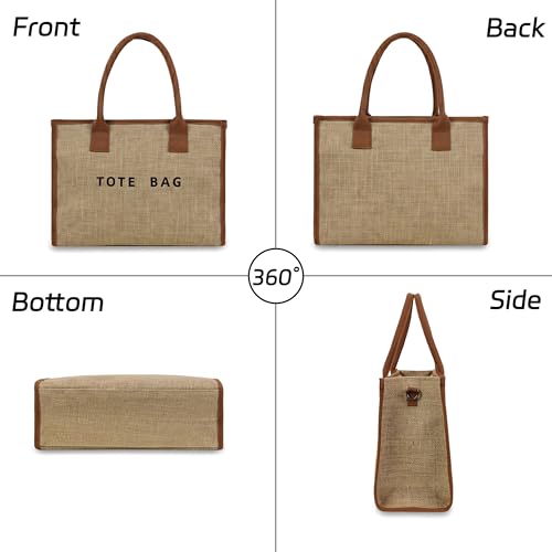 Image of GISMTR PVC Tote Bag for Women Large Letters Print Hobo Handbags Kraft Paper Shoulder Bag with Strap for Work Travel