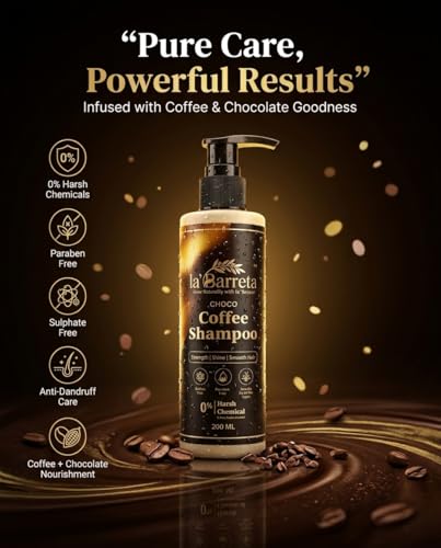 Image of Premium Choco Coffee Shampoo, Strength, Shine & Smooth Hair, with Guar Gum, Cocoa, Sulphate & Paraben Free, 200 ml (Coffee P-1)