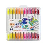 Estojo Canetinhas Hidrográfica Ponta Dupla Escolar 24 cores