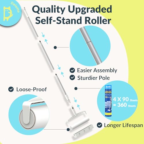 Large Lint Roller – 9.45 in Giant Lint Roller Refill 360 Sheets Total, 45 in Telescopic Pole to Clean without Bending Down, Sticky Rollers for Floor Cleaning Carpets, Cars, Clothing, Pet Hair Large Lint Roller – 9.45 in Giant Lint Roller Refill 360 Sheets Total, 45 in Telescopic Pole to Clean without Bending Down, Sticky Rollers for Floor Cleaning Carpets, Cars, Clothing, Pet Hair