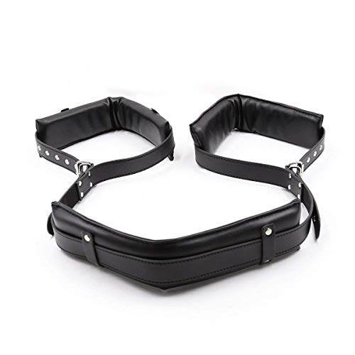 Restraint Kit for Sex | BDSM Bondage Thigh Adult Sex Toy | 2 PCS Blindfold + Leather Wrist Handcuffs Set Adjustable Straps | Fetish Things for Women Men + Couples | Restraining Harness Soft Cuffs