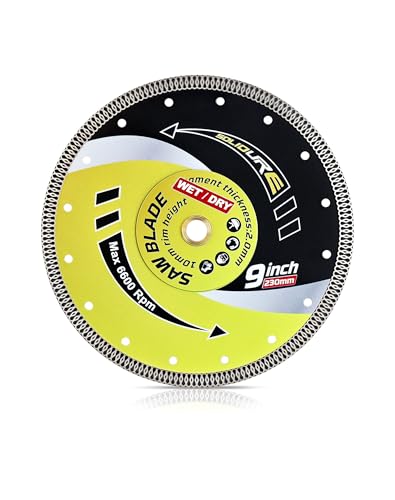 230mm Diamond Cutting Discs,Turbo Diamond Blade with 22.23mm Arbor Cutting for Porcelain,Granite,Marble,Concrete,Tiles,Stones