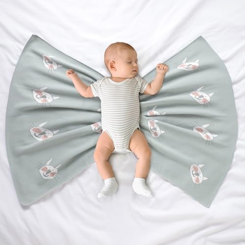 Image of Hadetoto Baby Blankets for Boys and Girls | Newborn, Knitted Cotton, Swaddle Blankets, Neutral Crochet Receiving Blanket, 40 x 30 inches