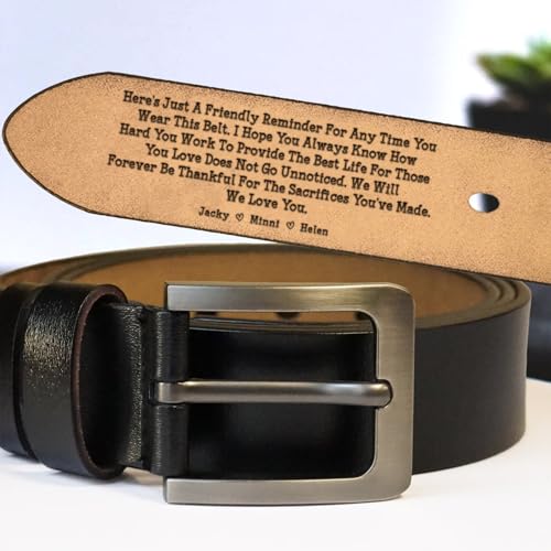 Personalized Dad Belt First Father's Day - Gift For Husband on Father's Day, Fathers Day Gift From Wife, Custom Engraved Leather 2 Sided Belts, Customized Handmade Belt4