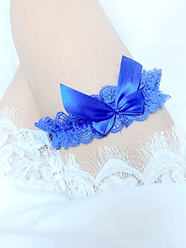 Image of Blue Garters for Bride Wedding Garter Set for Bride Bridal Garter Leg Thigh Blue