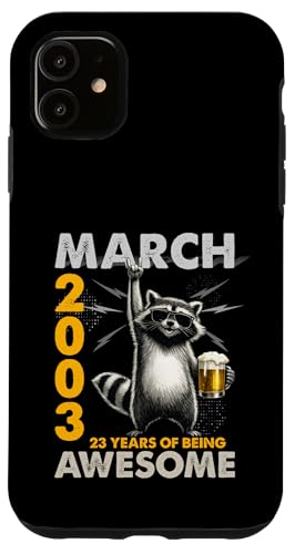 23rd Birthday Raccoon Beer March 2003 Vintage 23 Years Old �X�}�z�P�[�X iPhone 11 �p
