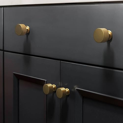 RZDEAL 6pcs Solid Brass Cabinet Knobs Pulls Cabinet Drawer Dresser Gold Knobs Modern Handles (1"x1"/25mmx25mm),Brushed Brass Finish by RZDEAL - Image 7