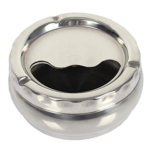 Tubayia Posacenere girevole in acciaio inox, per casa, ufficio, auto, diametro 10 cm