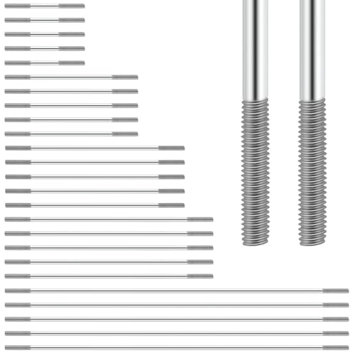 Rustark 25 Pcs M3 304 Stainless Steel Pushrod Connector Set Double End Threaded Rod for DIY RC Car, Boat, Car, Airplane, Helicopter Model(45mm, 75mm, 100mm, 120mm,200mm)