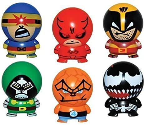 Global IndustriesMarvel Buildable - Series 2 - Complete Set of 6 Super Hero Buildables - Vending Machine Toys - Cake Toppers Party Favors - Venom Cyclops Thing Wolverine Daredevil Doctor Doom…