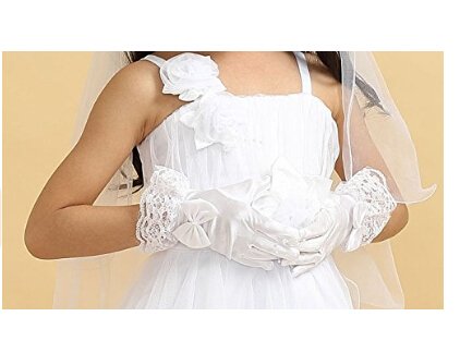 Flower Girls Wedding Gloves Pageant Evening Party Satin Bowknot Lace Short Gloves #TOP4