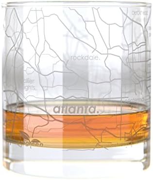 Uncommon Green Atlanta Map Rocks Etched Whiskey Glass