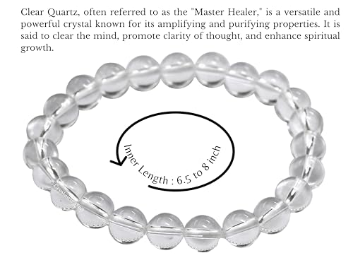 Image of Certified Clear Quartz Bracelet for Women Men with Healing Crystal