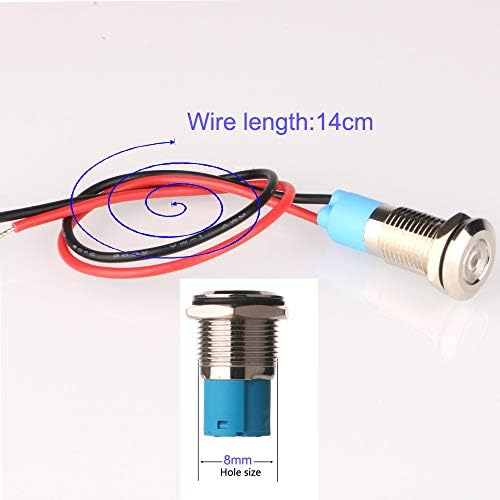 Gebildet 5Pcs 8mm 110V-220V AC LED Metal Indicator Light Waterproof Signal Lamp (Green Orange Red Blue White 5Pcs)