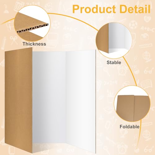 Trifold Poster Board 36\"x48\", White Extra Large Corrugated Display Board Foldable Board for School Projects, Science Fair, Business Presentations, Photo Displays, Graduation Exhibitions- 2 Pack
