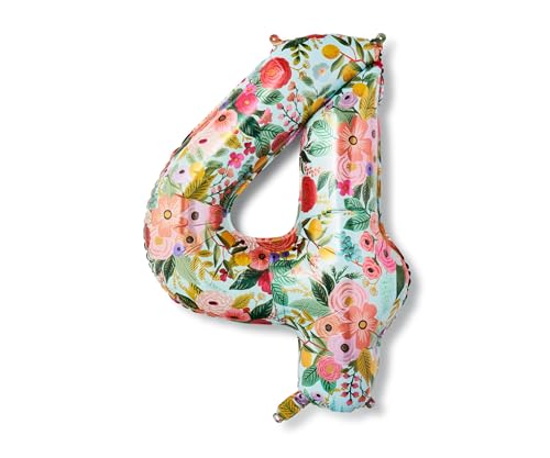 RIFLE PAPER CO. Garden Party Full Color Mylar Numbered Balloon (40\" L, Decoration for Events, Celebrations, Holidays and Parties, Stylish Pattern), #4