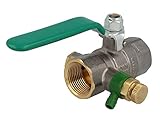 Trinkwasser-Kugelhahn mit Entleerung und langem Stahlgriff grün // Größe: 3/4 Zoll IG/IG