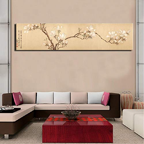 Peinture orchidée chinoise traditionnelle pour décorer un salon zen