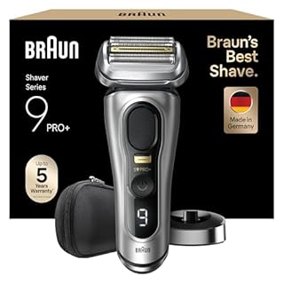 Braun Series 9 PRO +, Rasoio Elettrico Barba, Regolabarba Uomo, Rifinitore di precisione, Custodia da Viaggio in tessuto, Batteria Litio Ion, 100% Impermeabile Idea Regalo, 9517s Argento