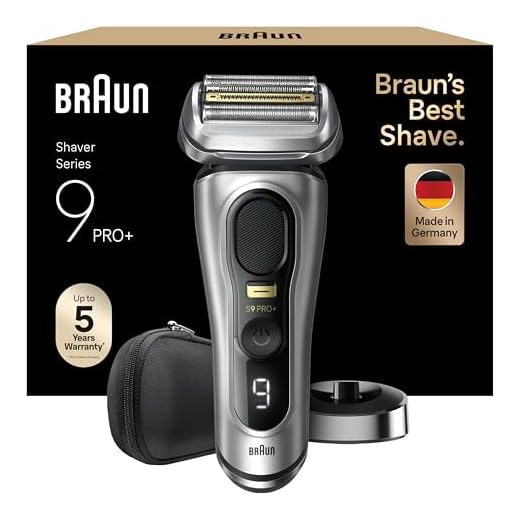 Braun Series 9 Pro +, Rasoio Elettrico Barba, Regolabarba Uomo, Rifinitore di Precisione, Custodia da Viaggio in Tessuto, Batteria Litio Ion, 100% Impermeabile Idea Regalo, 9517s Argento