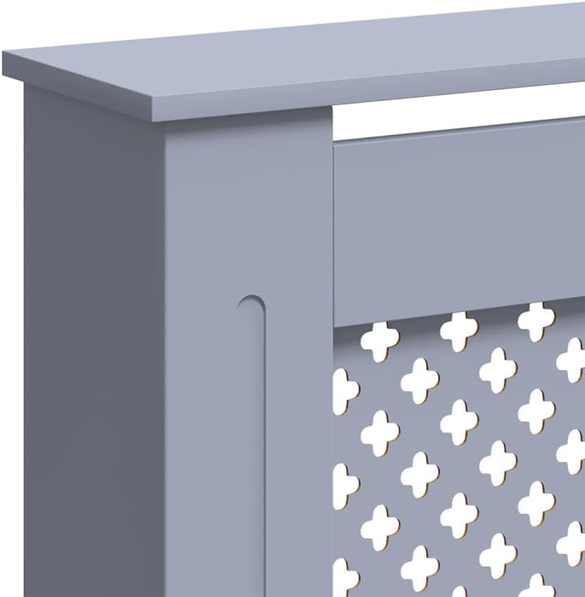 Radiator Cover Anthracite 59.8"x7.5"x32.1" MDF Modern Slatted Design Cabinet for Living Room with Additional Shelf Space