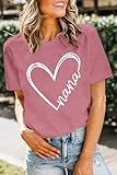 Ascrazy Nana Shirt for Women Best Nana Ever Love Heart Print T-Shirt Grandma Life Tee Top Pink