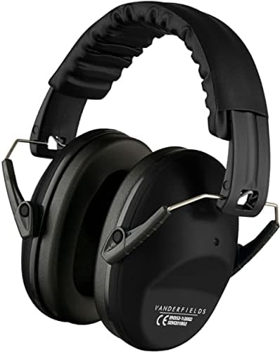 Vanderfields Ear Defenders Adults -26dB SNR - Midnight Black - Protection Passive Noise Cancelling Headphones - Safety Earmuffs Ear Protectors - Hearing Protection Shooting - Ear Defenders Autism, DIY
