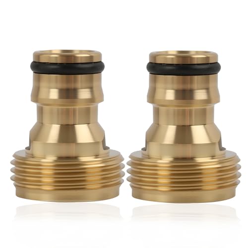 Adattatore per Rubinetto da Giardino in Ottone con Filettatura Esterna da 3/4 Pollici, Compatibile con Gardena, Attacco Rapido per Tubo Acqua,per Irrigazione e Pulizia (2x 3/4)