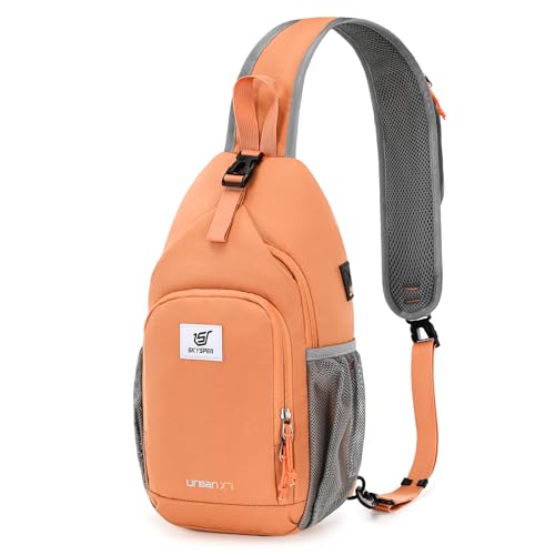 Image of SKYSPER Sling Bag RFID Crossbody Sling Backpack Cross Body Shoulder Bag Travel Hiking Daypack for Women Men(Orange)