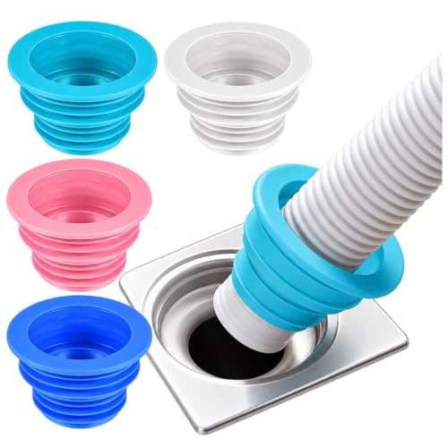 Anel Vedação Silicone Mangueira Máquina de Lavar Kit 2 Anti Odor Esgoto | Formato sanfonado flexível, encaixe no ralo e tubo de escoamento, reduz folgas, barreira contra insetos