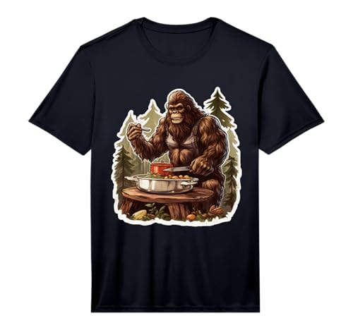 Bigfoot Chef Sasquatch Cooking Food Funny Foodie Performance T-Shirt