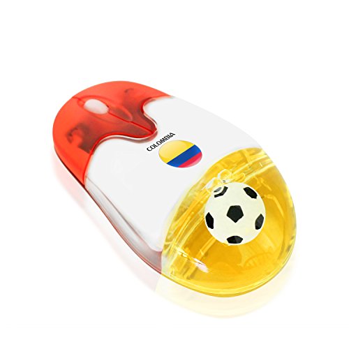 Soccer Gift 2.4G Wireless Mouse with USB Receiver Nano Portable Mobile Optical Barcelona Real Madrid Manchester United Chelsea PC Laptop Computer Football Fan Gift Durable Gaming (Colombia)