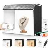 DEPTHLAN Light Box Photography 24x20x16 Inch Portable Photo Studio Light Box, Professional Dimmable Photo Booth with 336+336 LED Lights and 6 Color Backdrops Photo Box and 3 Color Temperature