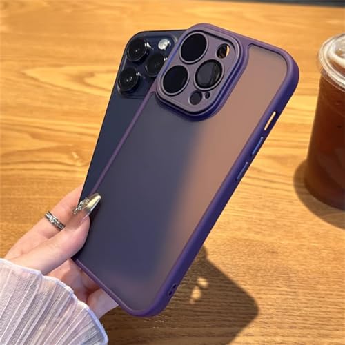 Coque mate antichoc en silicone souple pour iPhone 14 Pro gris bleu