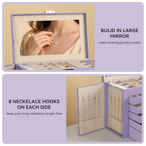 Boîte à bijoux Frebeauty avec miroir, le cadeau parfait pour ranger les accessoires - 6