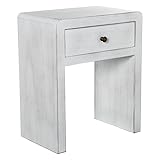 DRW Nachttisch mit 1 Schublade aus weißem Holz, 55 x 45 x 28,5 cm