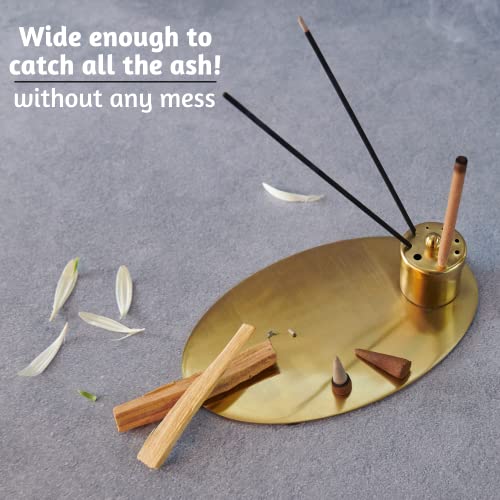 Folkulture Incense Holder Or Incense Burner, Modern Insence Ash Catcher Or Insense Stick Holder For Home Décor, Metal Tray To Burn Incense Sticks, Incense Cones Or Palo Santo, Gold #TOP3