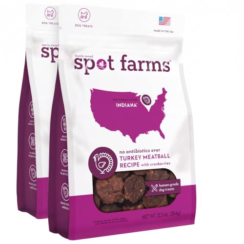 spot farms Turkey Meatball Recipe Healthy All Natural Dog Treats Human Grade Made in USA 12.5 oz (Pack of 2)