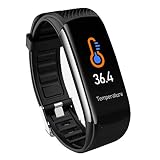FMSBSC Reloj Inteligente Hombre Smartwatch - Medidor de Temperatura Corporal, Pulsómetros, Monitor de SpO2, Monitor de Sueño, Presión Arterial, Pulsera...