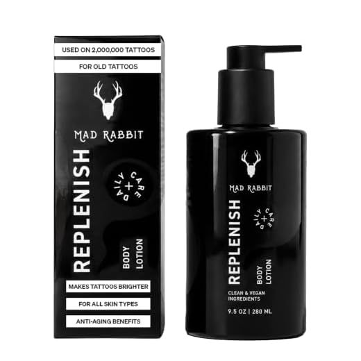 Mad Rabbit Replenish Tattoo Body Lotion - Fragrance-Free Lotion, Non-Greasy & Silicone-Free, Natural Ingredients, Lightweight for Daily Use (9.5 Ounce)