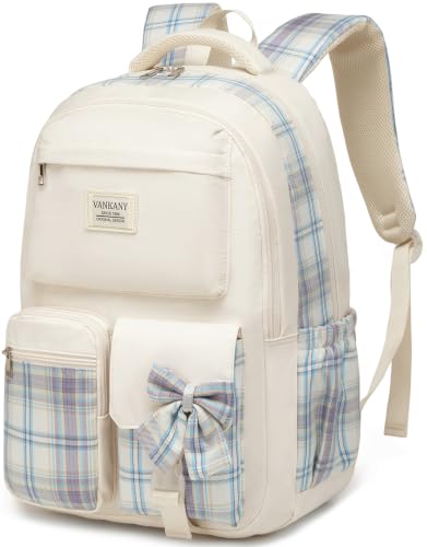 Image of Teen Girl School Backpack, Cute Bookbag with Laptop Compartment for Big Student Women College Mochilas Escolares para Ninas (Beige)