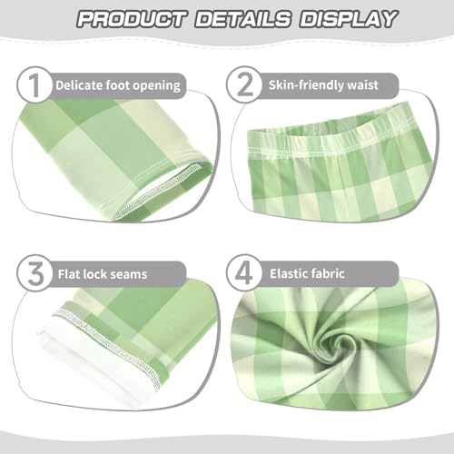 Bolaz Toddler Girls Leggings Printed Yoga Pants Leggings Light Green Checkered Pattern for Kids3
