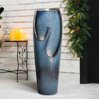 watnature 38.7"H Outdoor Water Fountains and Waterfalls - Indoor Water Jar Fountain Tall Floor Fountain with Lights&Pump for Garden, Patio, House Decor, Modern Indoor Fountains Outdoor Water Features