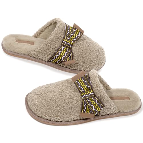 Wostock Zapatillas Casa Mujer Suaves de Imitación de Cachemira, Zapatillas de Casa Mujer Cómodas y Antideslizantes Zapatillas de Invierno de Moda EU 38-39