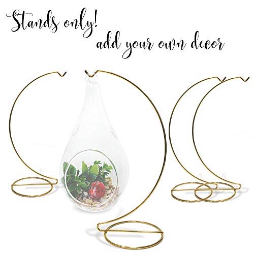 BANBERRY DESIGNS Gold Ornament Display Stands - Set of 4 Holders - 11 Inch Tall - Smooth Metal Christmas Ornament Holders - 8" Hanging Height